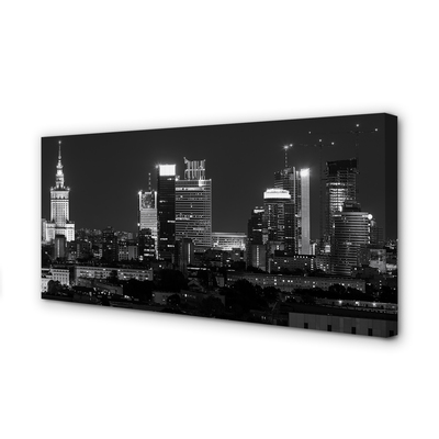 Obrazy na plátně Noční panorama Varšavy mrakodrapů
