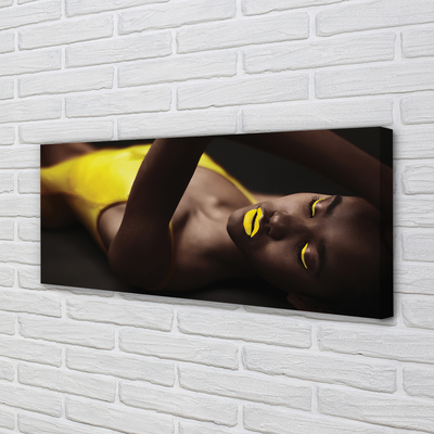 Obrazy na plátně Žena žlutá ústa