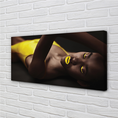 Obrazy na plátně Žena žlutá ústa
