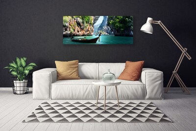 Obraz na plátně Loď Jezero Skály Krajina