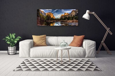 Obraz na plátně Hora Les Jezero Příroda