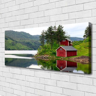 Obraz na plátně Hory Dům Jezero Krajina
