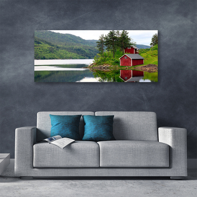 Obraz na plátně Hory Dům Jezero Krajina