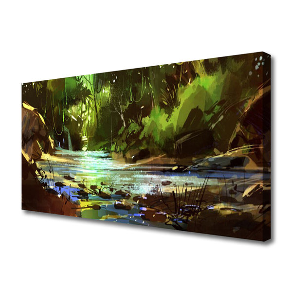 Obraz na plátně Les Jezero Kameny Příroda