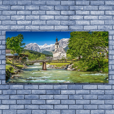 Obraz na plátně Kostel Most Jezero Příroda