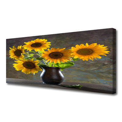 Obraz na plátně Slunečnice Váza Rostlina