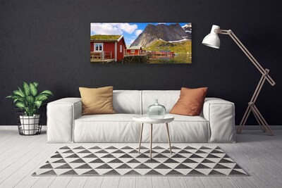 Obraz na plátně Domy Jezero Hory Krajina