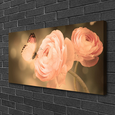 Obraz na plátně Motýl Růže Příroda
