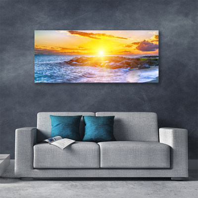 Obraz na plátně Západ Slunce Moře Pobřeží