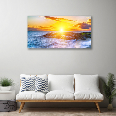 Obraz na plátně Západ Slunce Moře Pobřeží