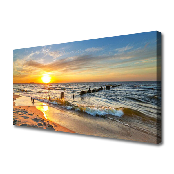 Obraz na plátně Moře Západ Slunce Pláž
