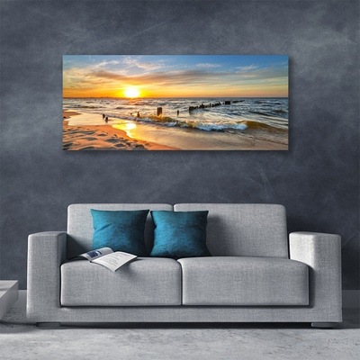 Obraz na plátně Moře Západ Slunce Pláž