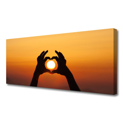 Obraz na plátně Ruce Srdce Slunce Láska