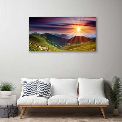 Obraz na plátně Hory Západ Slunce Krajina