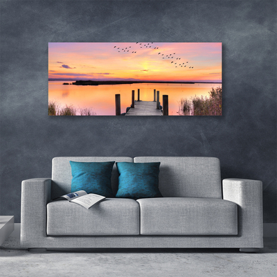 Obraz na plátně Molo Západ Slunce Jezero