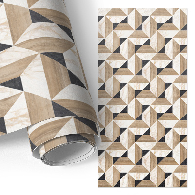 Tapeta na skříň s motivem dřeva a mramoru