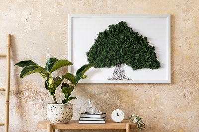 Mechový obraz na stěnu Strom s kořeny na bílém pozadí
