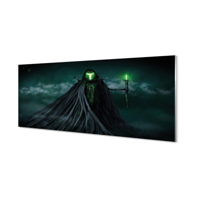 Obraz na skle Temná postava zeleného ohně