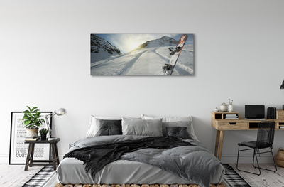 Obraz na skle Deska ve sněhu horách