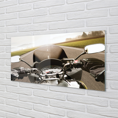 Obraz na skle Motocyklu silničního oblohy top