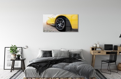 Obraz na skle žluté auto