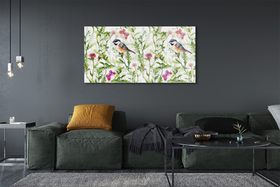 Obraz na skle Maloval pták v trávě
