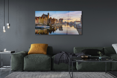 Obraz na skle Port of Gdańsk řeky svítání