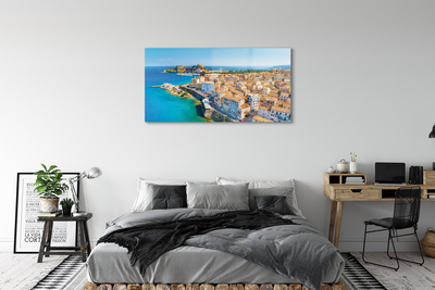 Obraz na skle Řecko Mořské pobřeží město