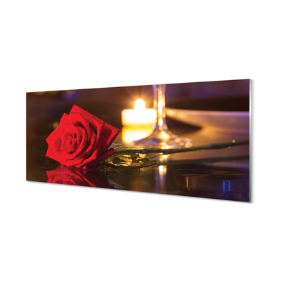 Obraz na skle Rose svíčka sklo