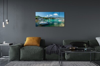 Obraz na skle Řecko Marina moře hory