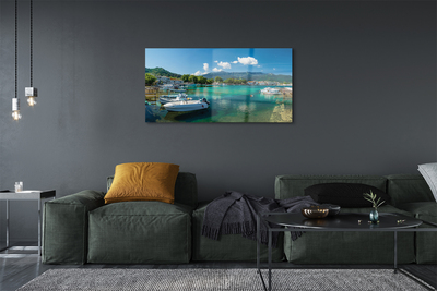 Obraz na skle Řecko Marina moře hory