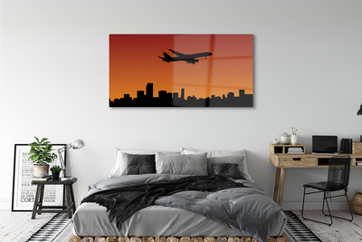Obraz na skle Letadlo a slunce oblohu
