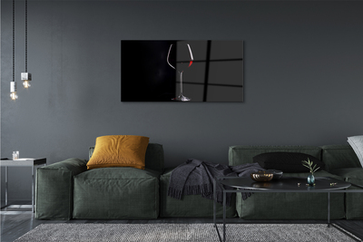 Obraz na skle Černé pozadí se sklenkou vína