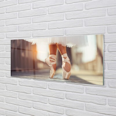 Obraz na skle Bílé baletní boty ženské nohy
