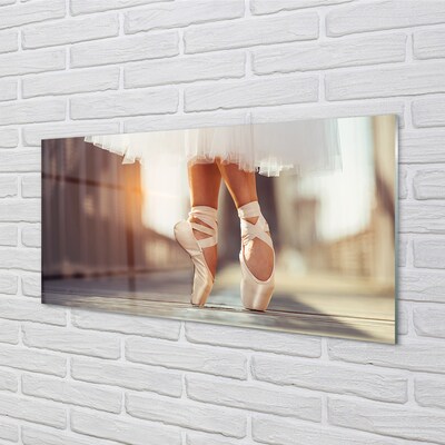 Obraz na skle Bílé baletní boty ženské nohy