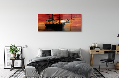 Obraz na skle Loď moře nebe mraky slunce