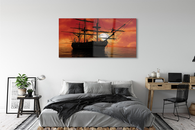 Obraz na skle Loď moře nebe mraky slunce