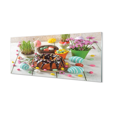 Obraz na skle Vajíčko dort květiny