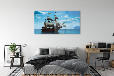 Obraz na skle Loď oblohy zataženo mořská