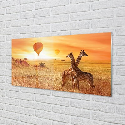 Obraz na skle Balóny nebe žirafa