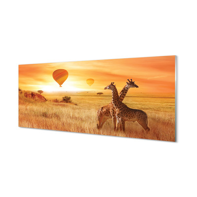 Obraz na skle Balóny nebe žirafa