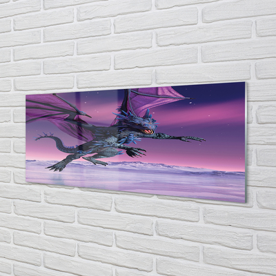 Obraz na skle Dragon pestré oblohy