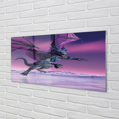 Obraz na skle Dragon pestré oblohy