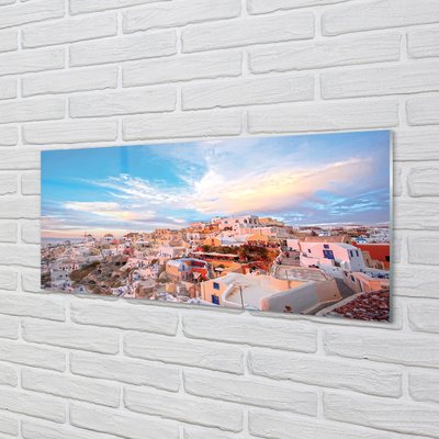 Obraz na skle Řecko panorama města západu slunce