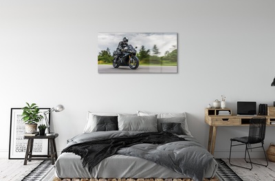 Obraz na skle Motocykl silnice mraky nebe