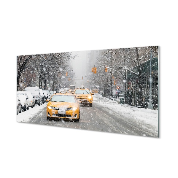 Obraz na skle Zimě sníh auto s řidičem