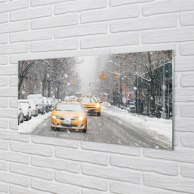 Obraz na skle Zimě sníh auto s řidičem
