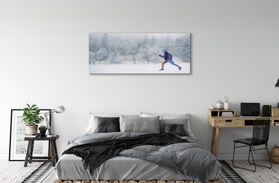 Obraz na skle Les v zimě sníh muž