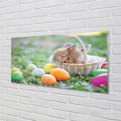 Obraz na skle králíci vejce