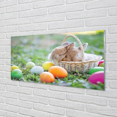 Obraz na skle králíci vejce